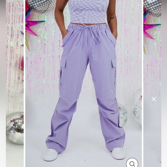 no vacancy Pants - No Vacancy Wide Leg Cargo Pants Lavender